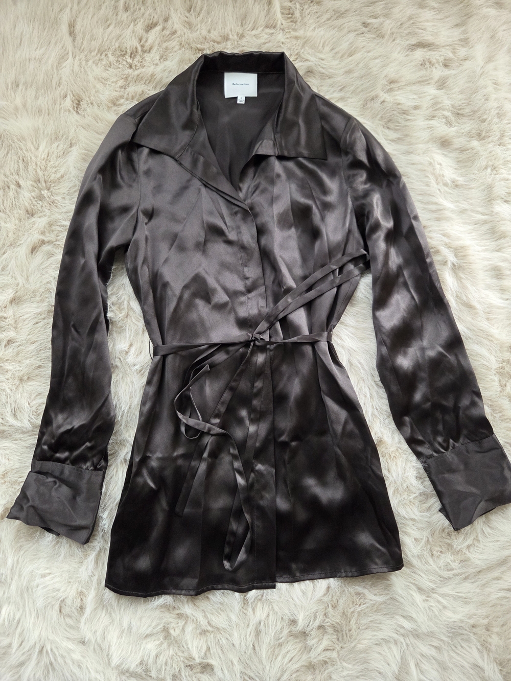 Reformation Silk Mini Drees Sz 0 Color Brown